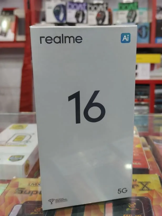 realme 16 5G box on the shop counter