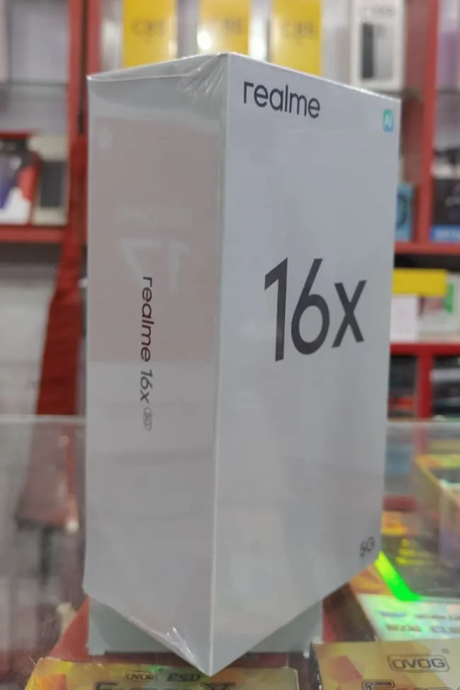 realme 16x 5G box on the shop counter