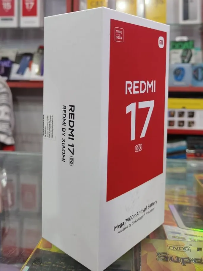 Redmi 17 5G box on the shop counter